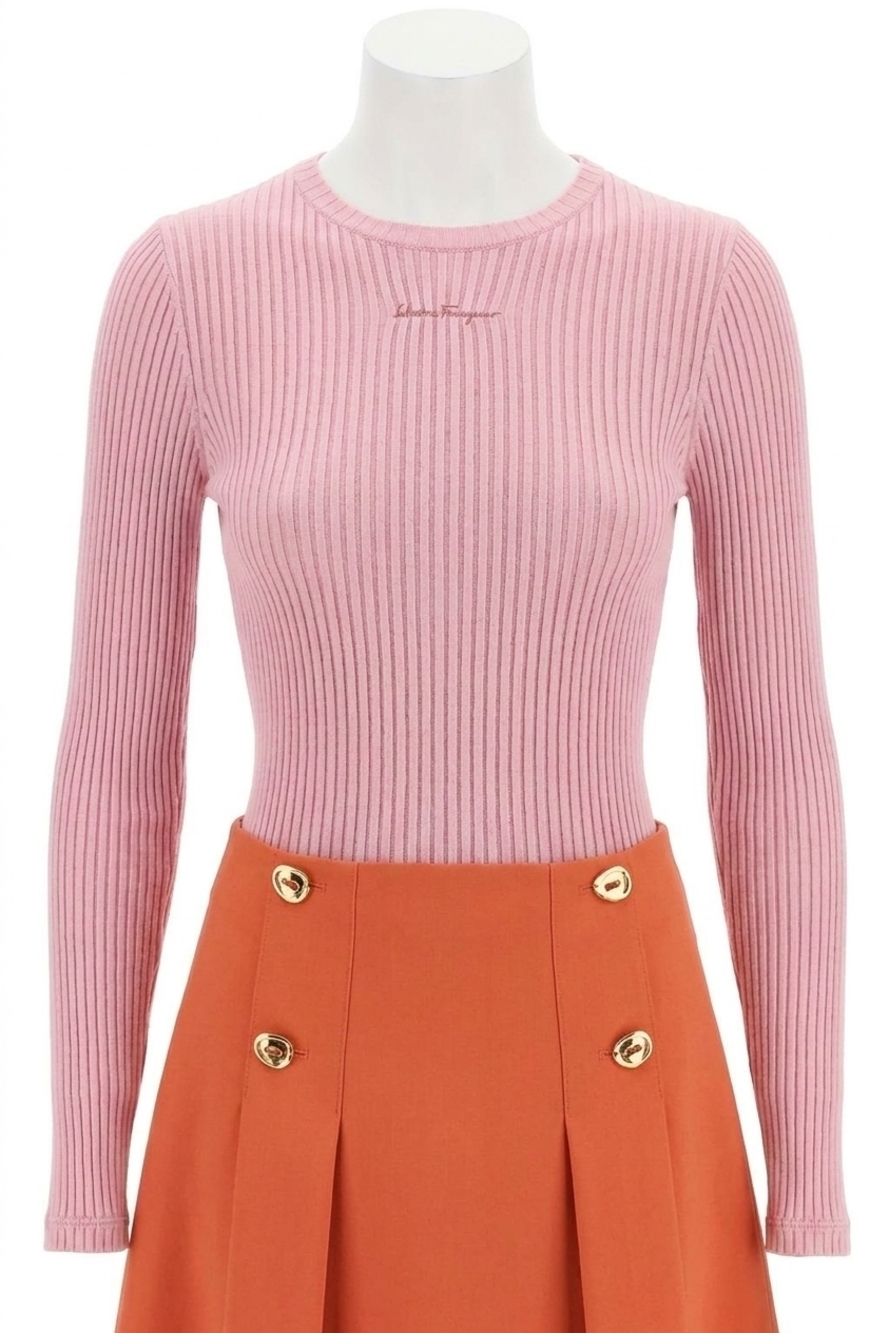 NEW STINE GOYA lux seamless long sleeve crewneck top in pink nectar